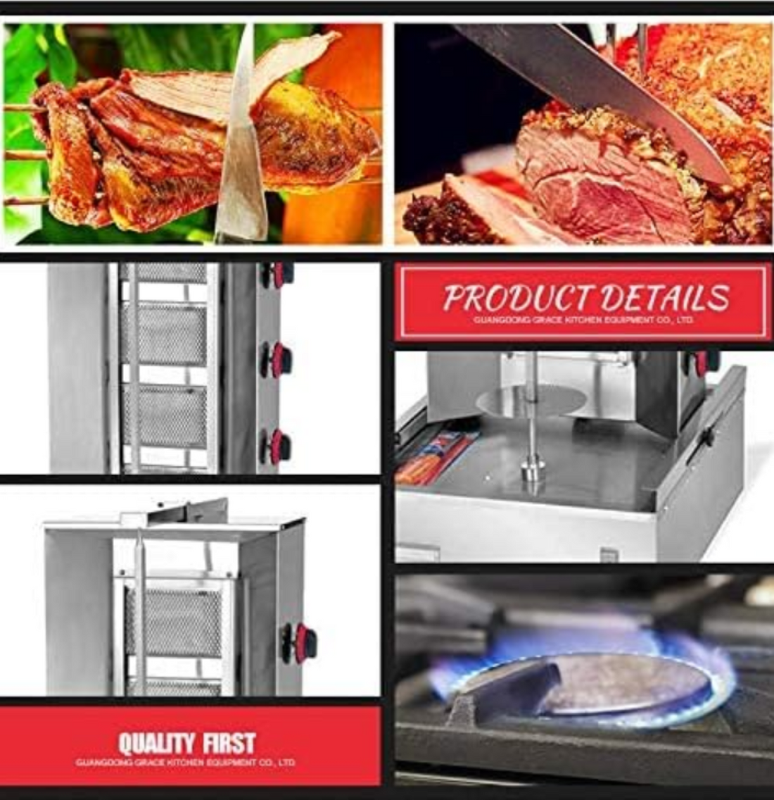2 Burner Shawarma Gas Machine Commercial Grade Electric and Gas