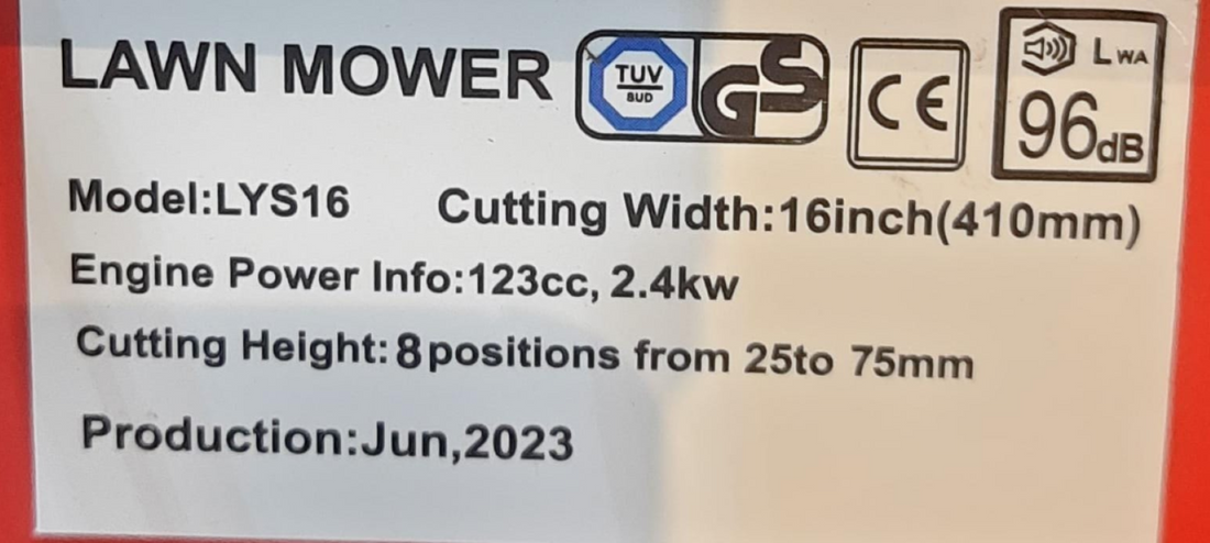 16" 3.5hp 123cc Lawn Mower Loncin Germany Hand Push LYS16