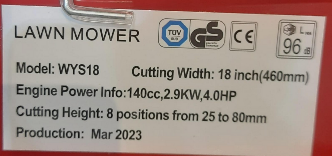 18" Briggs & Stratton Lawn Mower 4hp 140cc Self Propelled WYS18