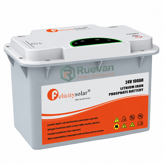 2.56kwh Felicity Solar 24V 100Ah Lithium Battery FLA24100PG2