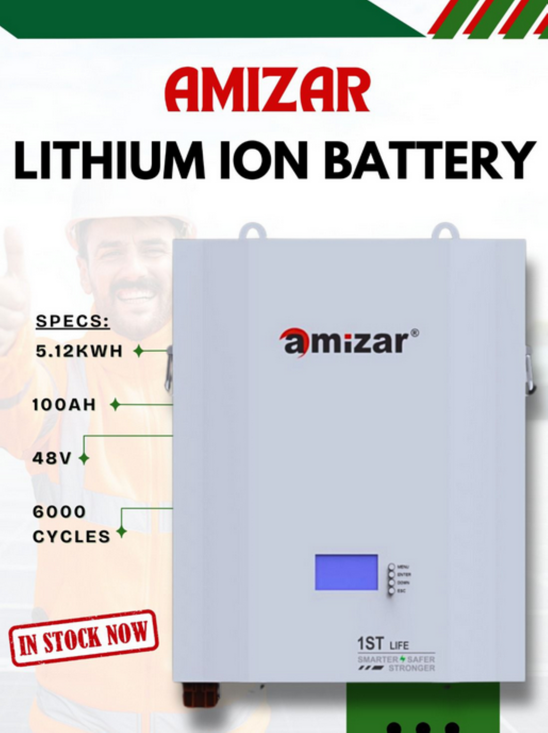 5.5kw 48v Amizar Lithium Solar Kit 5500w Solar Power System
