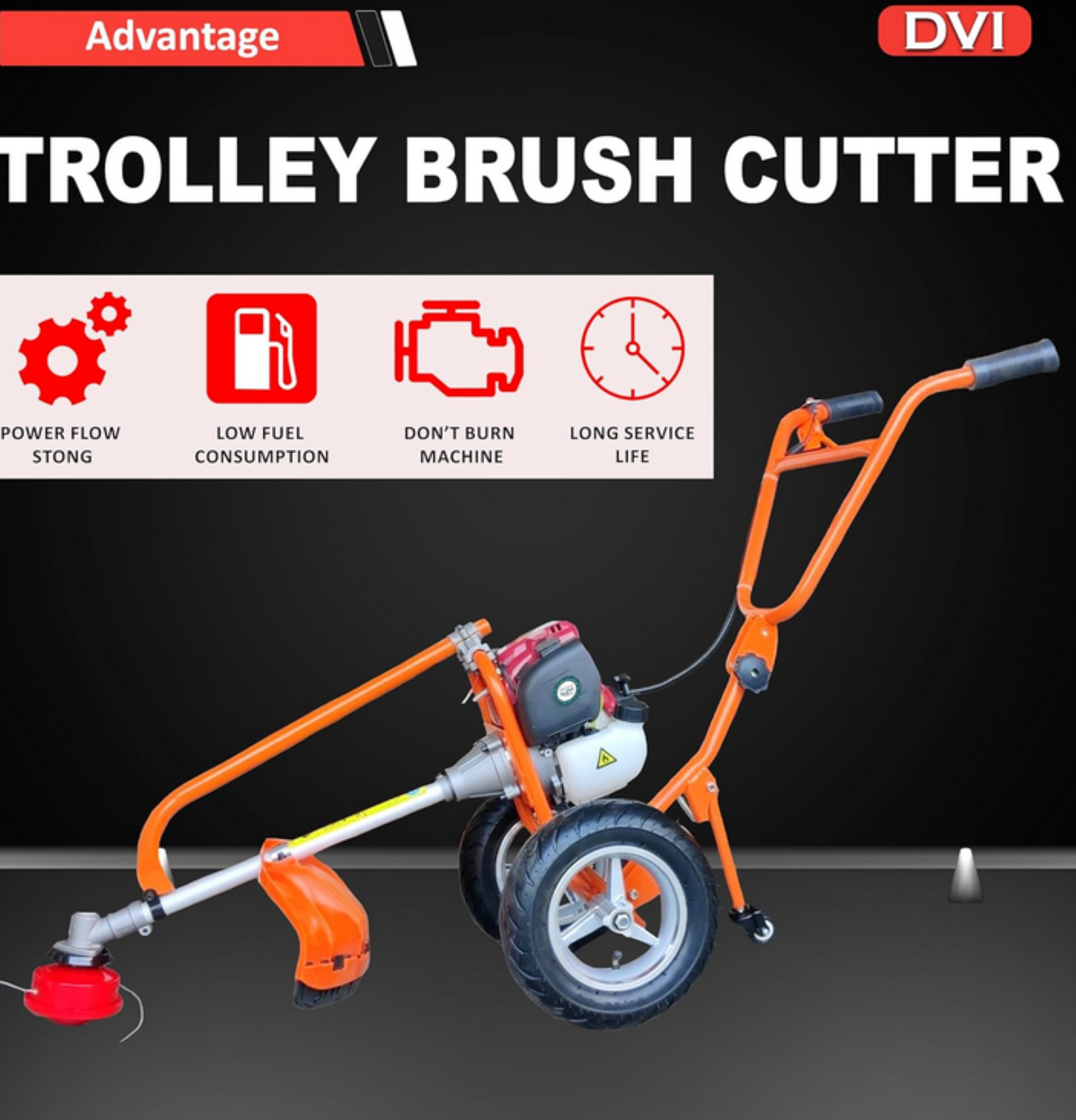 Trolley Brush Cutter 4 Stroke 2 Blades Hawk King HKWB008 - Image 7