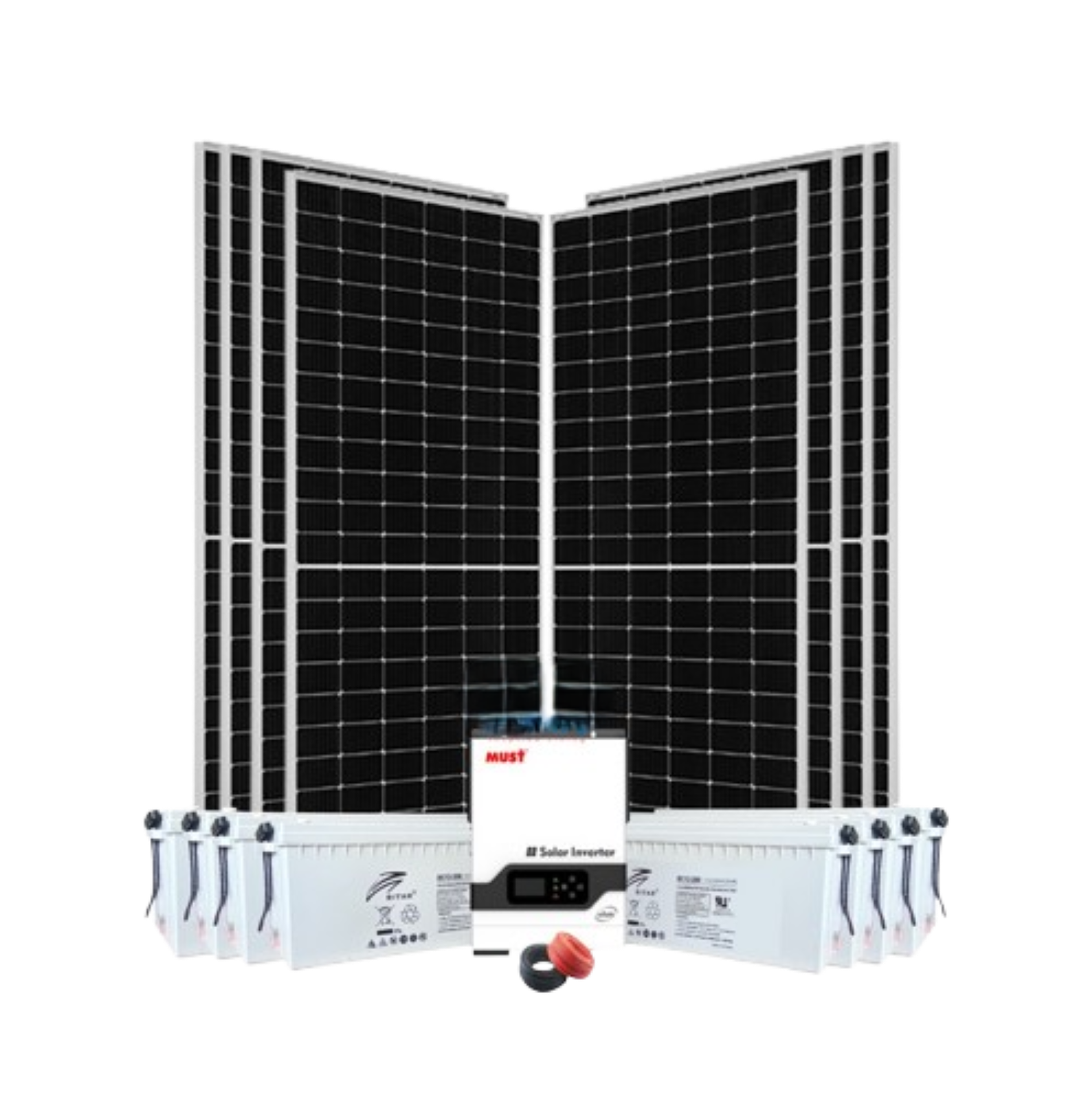 10kw Low Frequency Solar Kit Must Inverter Ritar Batteries