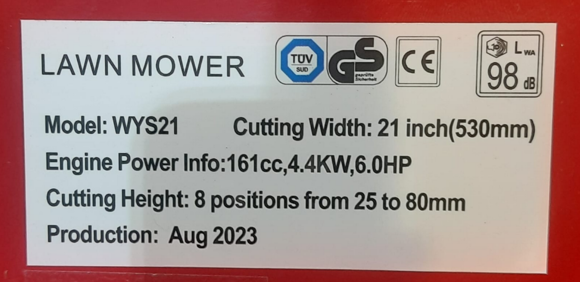 21" Briggs & Stratton Lawn Mower 6hp 161cc Self Propelled WYS21 - Image 6